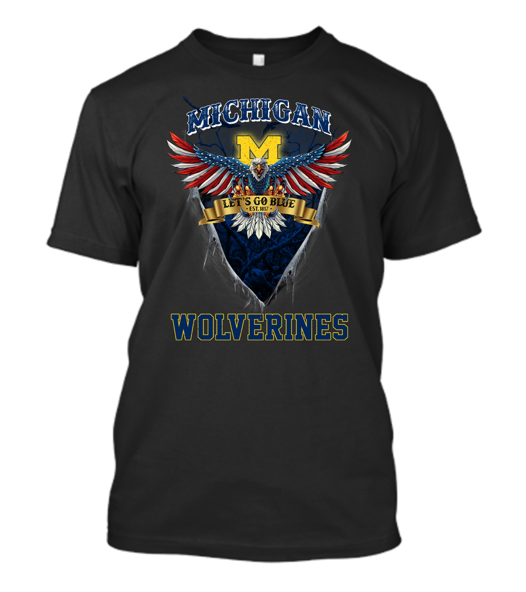 Michigan Wolverines Let's Go Blue Us Eagle Est. 1817 T-Shirt
