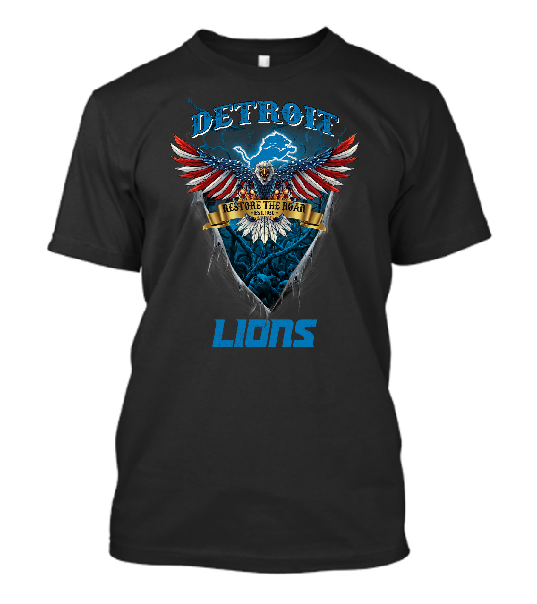 Detroit Lions Restore The Roar Est. 1930 Us Eagle T-Shirt