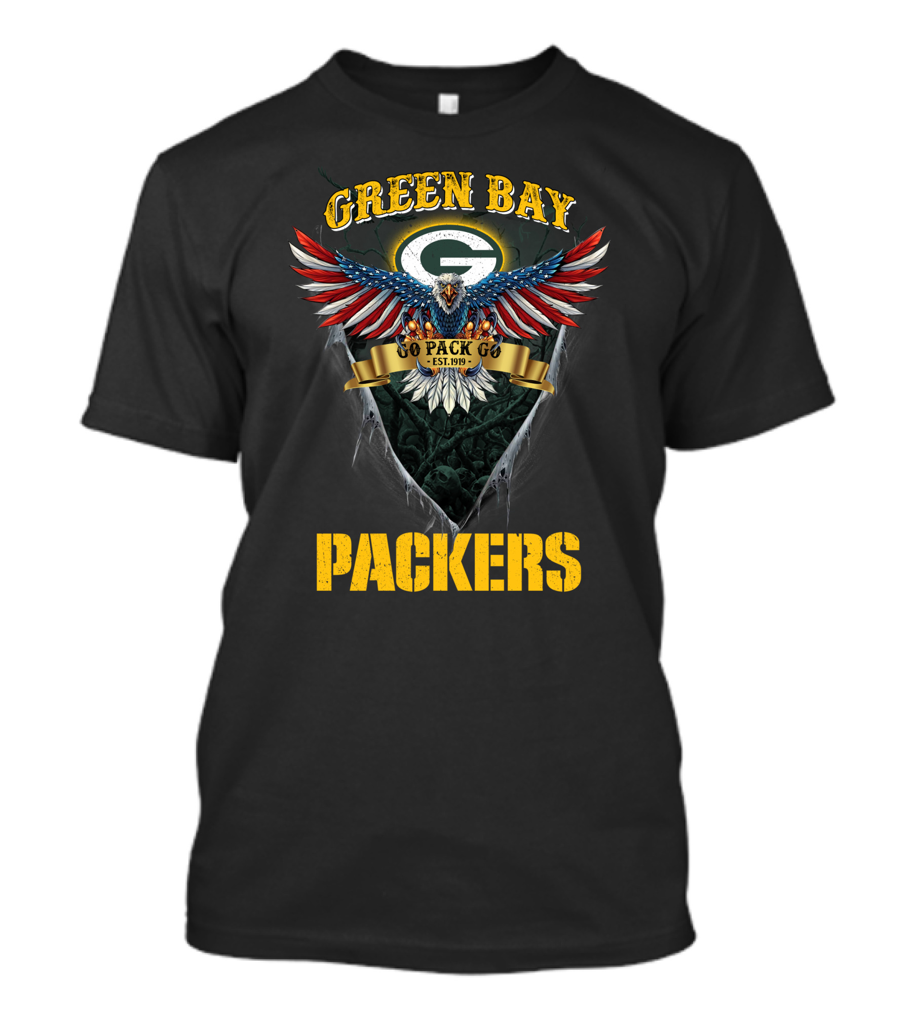 Green Bay Packers Go Pack Go Est. 1919 Nfl Us Eagle T-Shirt
