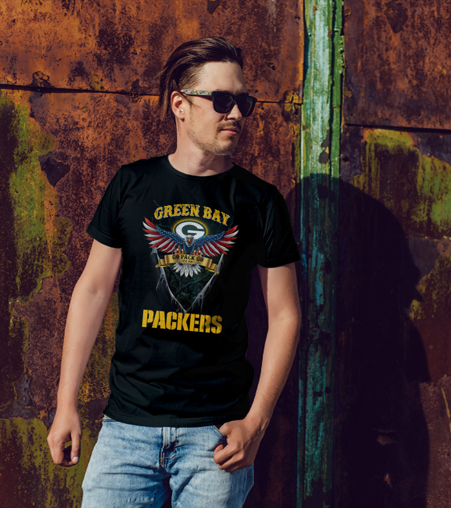 Green Bay Packers Go Pack Go Est. 1919 Nfl Us Eagle T-Shirt