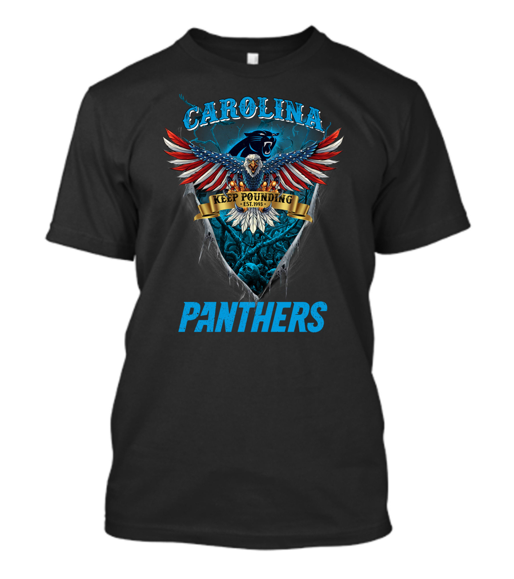 Carolina Panthers Nfl Us Eagle Keep Pounding Est. 1993 T-Shirt