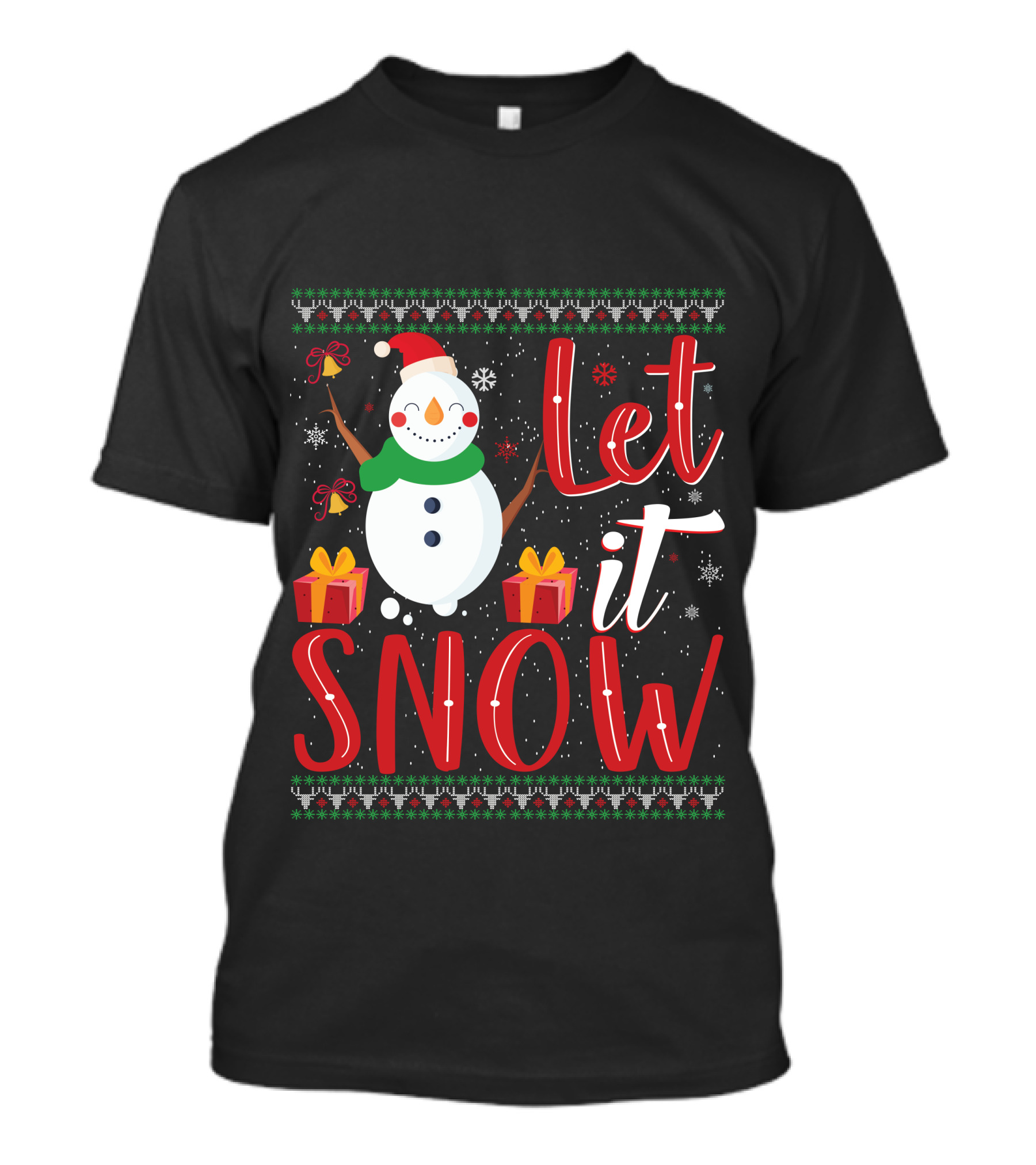 Let It Snow Snowman Christmas Presents Holiday T-Shirt