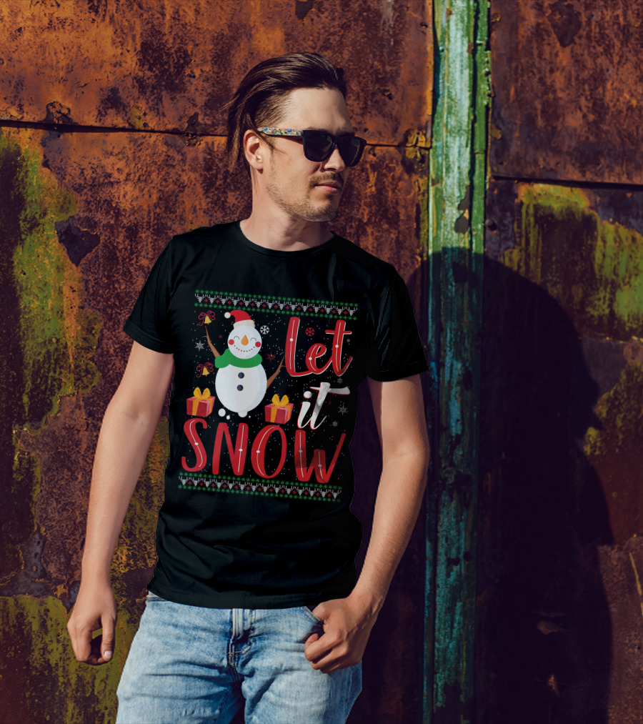 Let It Snow Snowman Christmas Presents Holiday T-Shirt