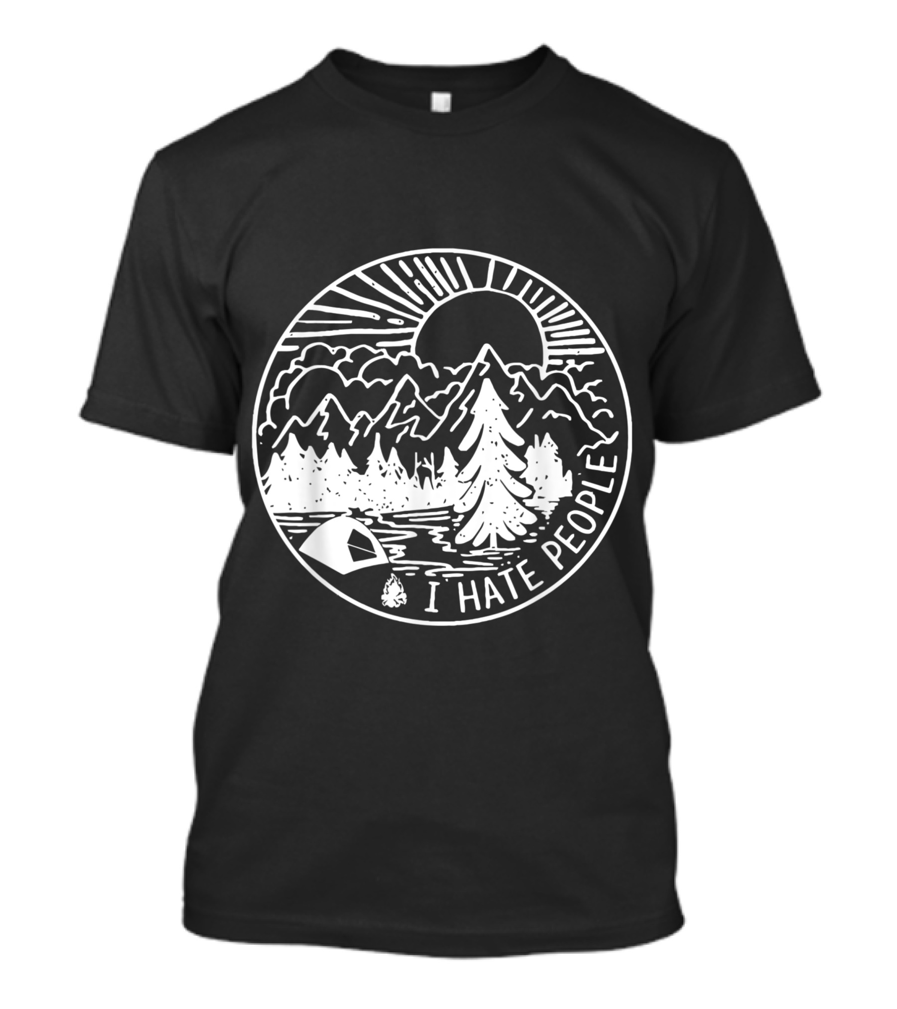 I Hate People Camping Mountains Forest Night Scene T-Shirt