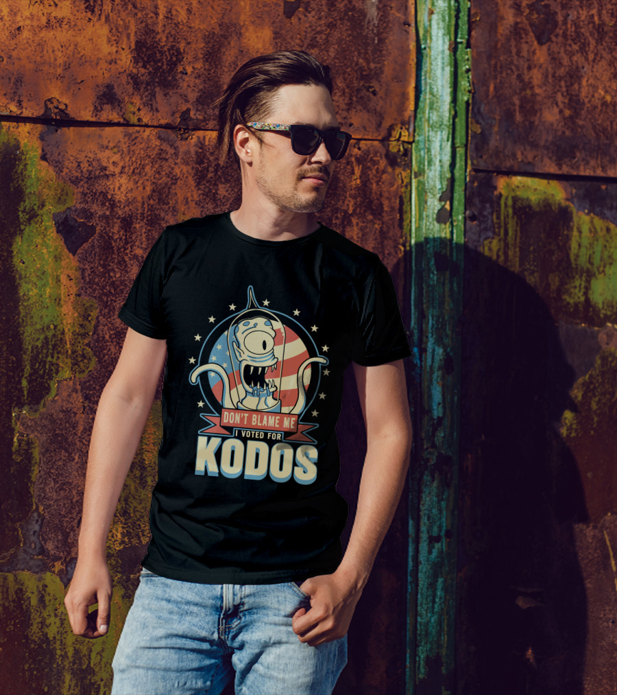 Don't Blame Me I Voted For Kodos Simpsons Alien American Flag T-Shirt