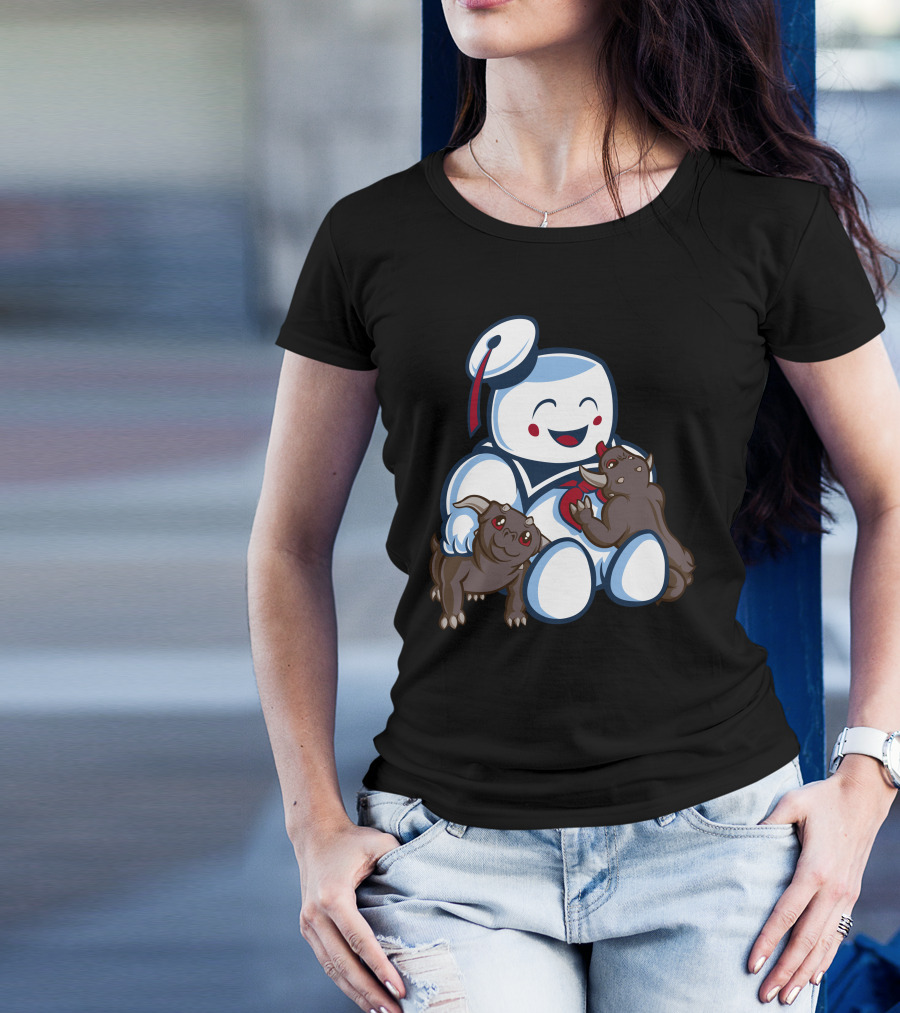 Stay Puft Marshmallow Man And Terror Dogs Ghostbusters Cuteness T-Shirt