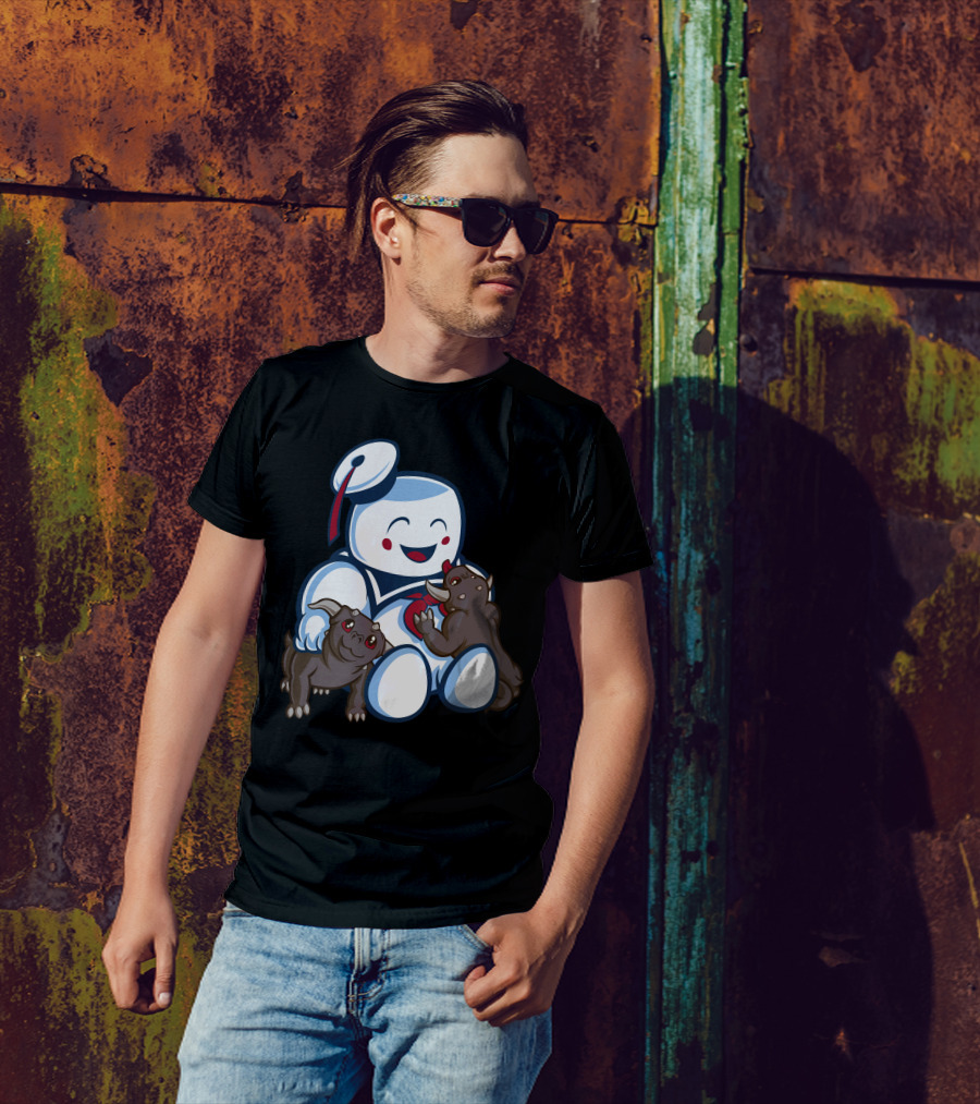 Stay Puft Marshmallow Man And Terror Dogs Ghostbusters Cuteness T-Shirt