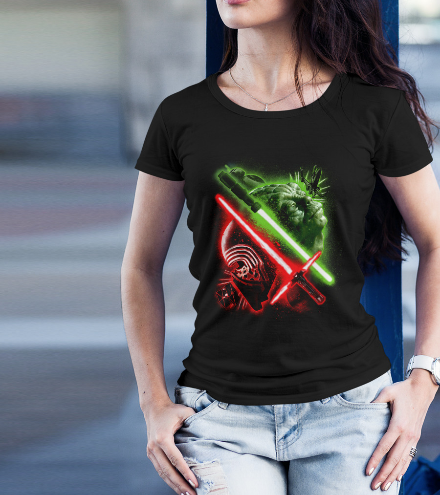Grandmaster Yoda Darth Vader Kylo Ren Lightsaber Star Wars T-Shirt