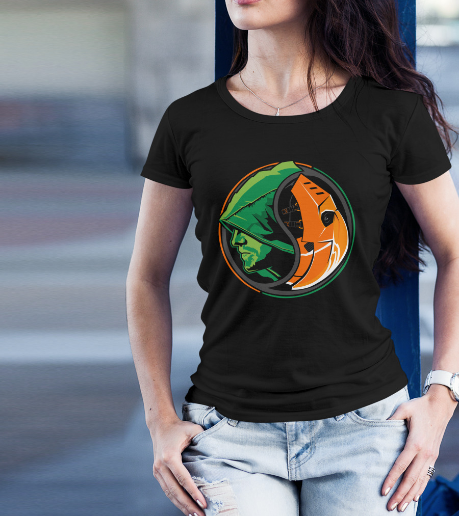 Green Arrow Slade Deathstroke Yin Yang T-Shirt