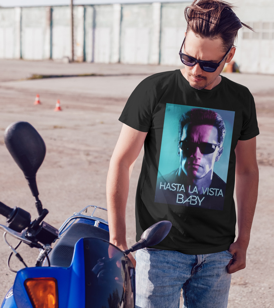 Hasta La Vista Baby Terminator Schwarzenegger Neon T-Shirt