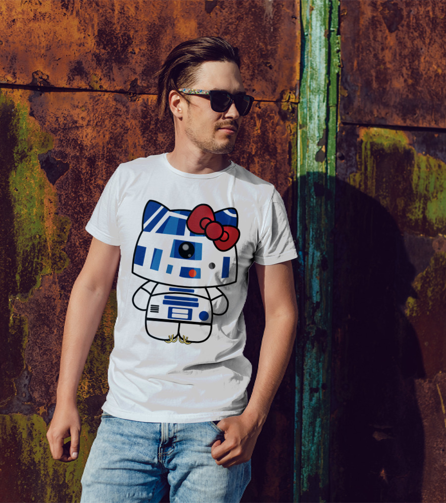 Hello Kitty Star Wars R2D2 Character Fusion With Bow T-Shirt