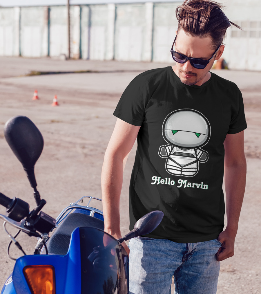Hello Marvin The Paranoid Android Cute Cartoon Character T-Shirt