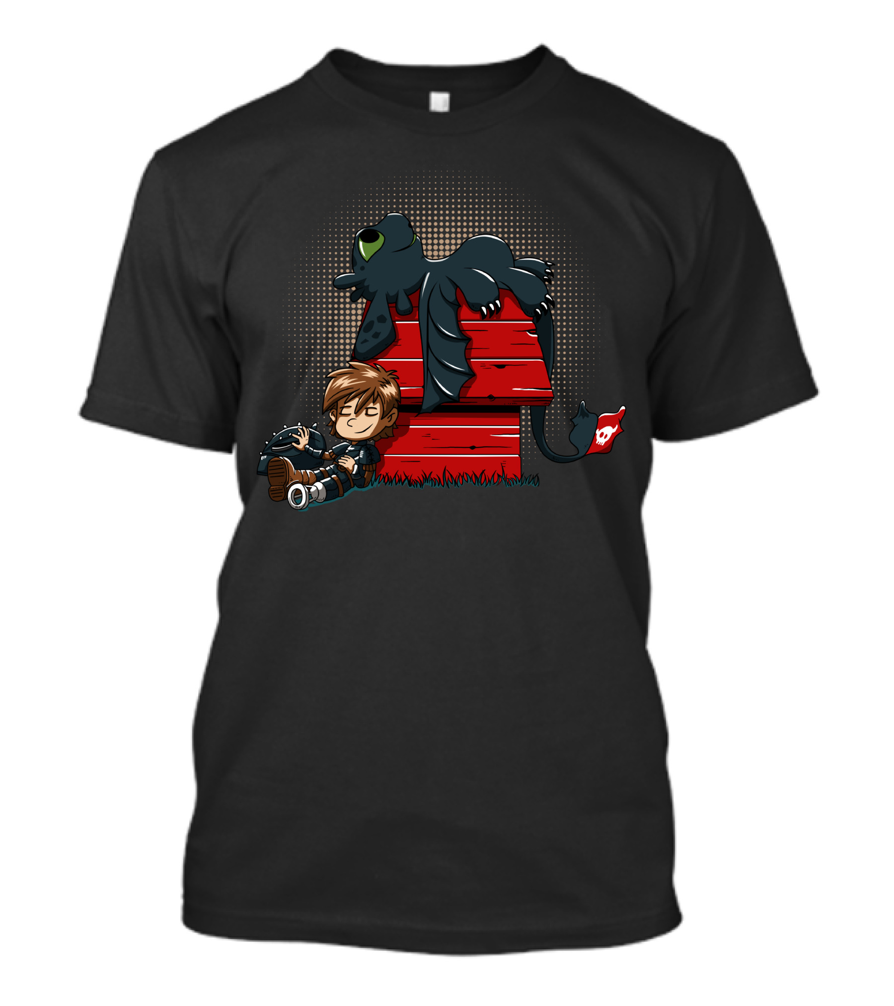 How To Train Your Dragon Peanuts Mashup Hiccup And Toothless On Red Doghouse T-Shirt