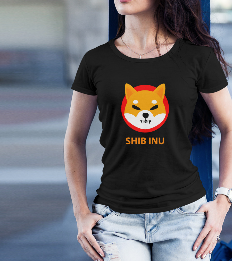 SHIB INU Coin Crypto Logo Red Circle T-Shirt