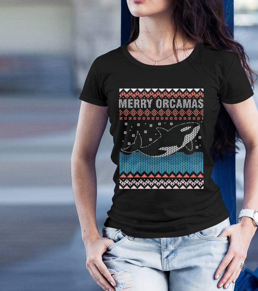 Merry Orcamas Ugly Christmas Orca Killer Whale T-Shirt