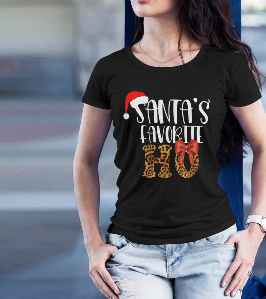 Santa's Favorite Ho Cheetah Print Christmas Holiday T-Shirt