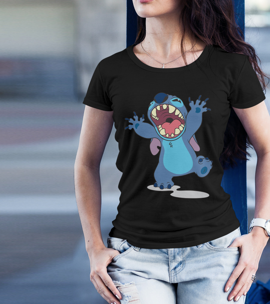 Disney Lilo And Stitch Energetic Roar Character Image T-Shirt