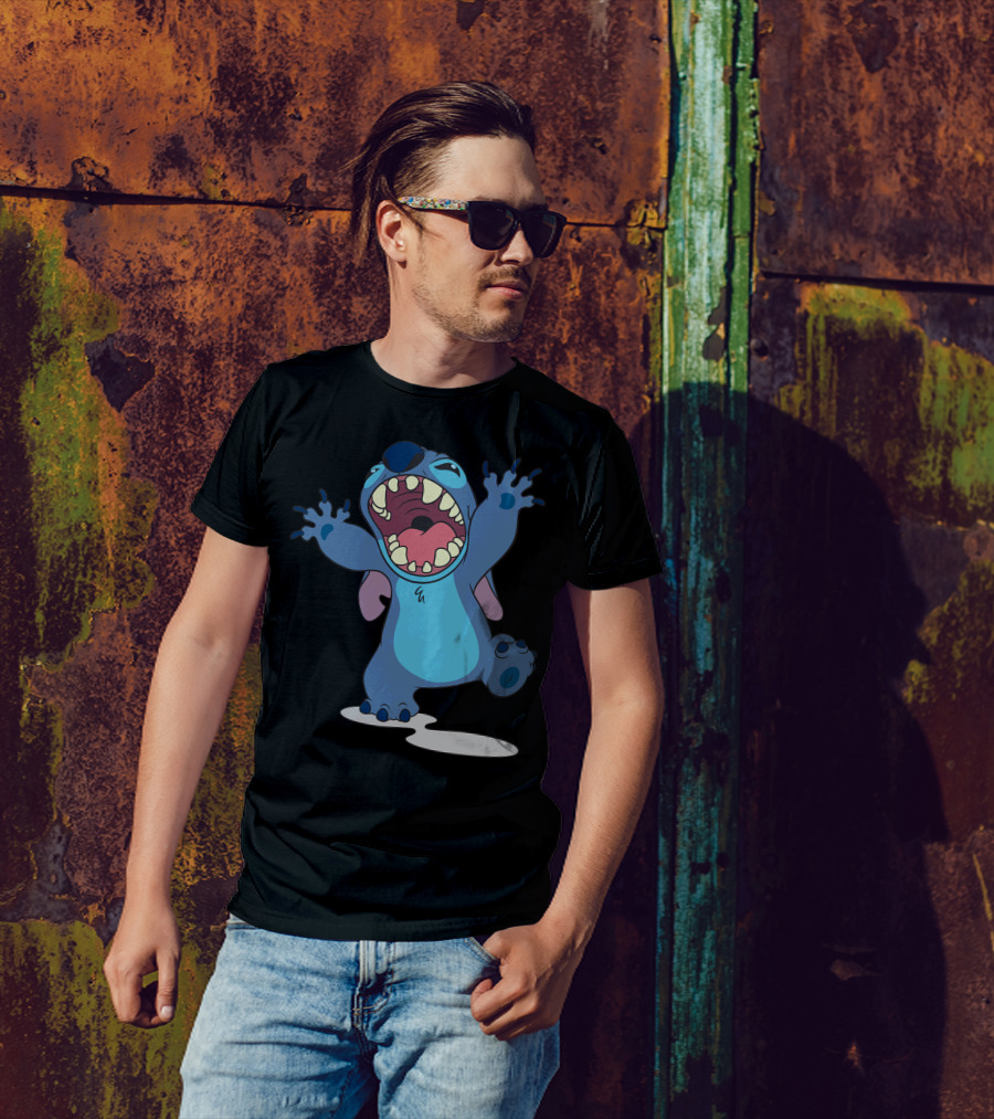 Disney Lilo And Stitch Energetic Roar Character Image T-Shirt