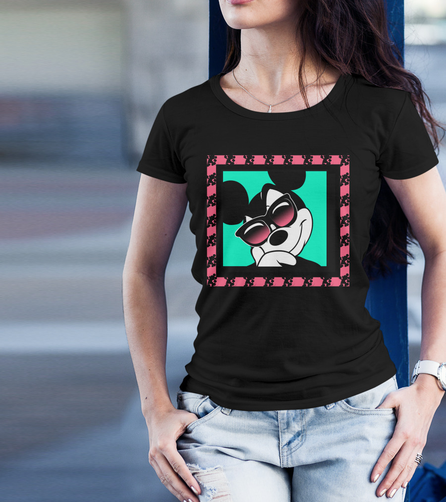 Mickey Mouse Cool Shades Neon Border T-Shirt
