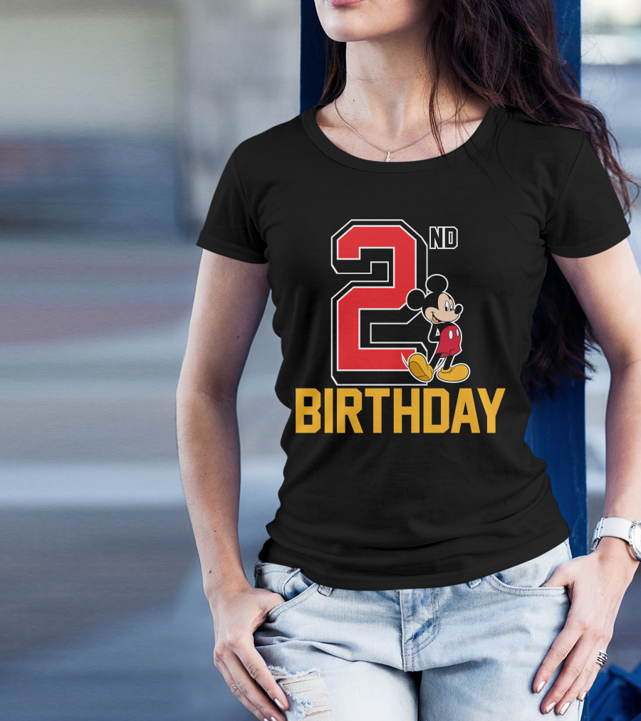 Mickey Mouse 2nd Birthday Celebration With Disney Themes T-Shirt