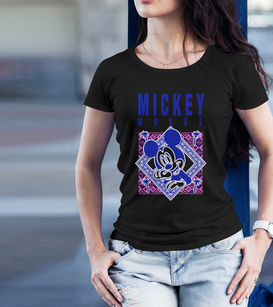 Mickey Mouse Neon Aztec Pattern Palms T-Shirt