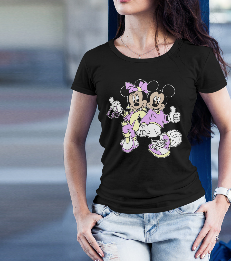 Disney Mickey Mouse Minnie Mouse 80s Fashion T-Shirt