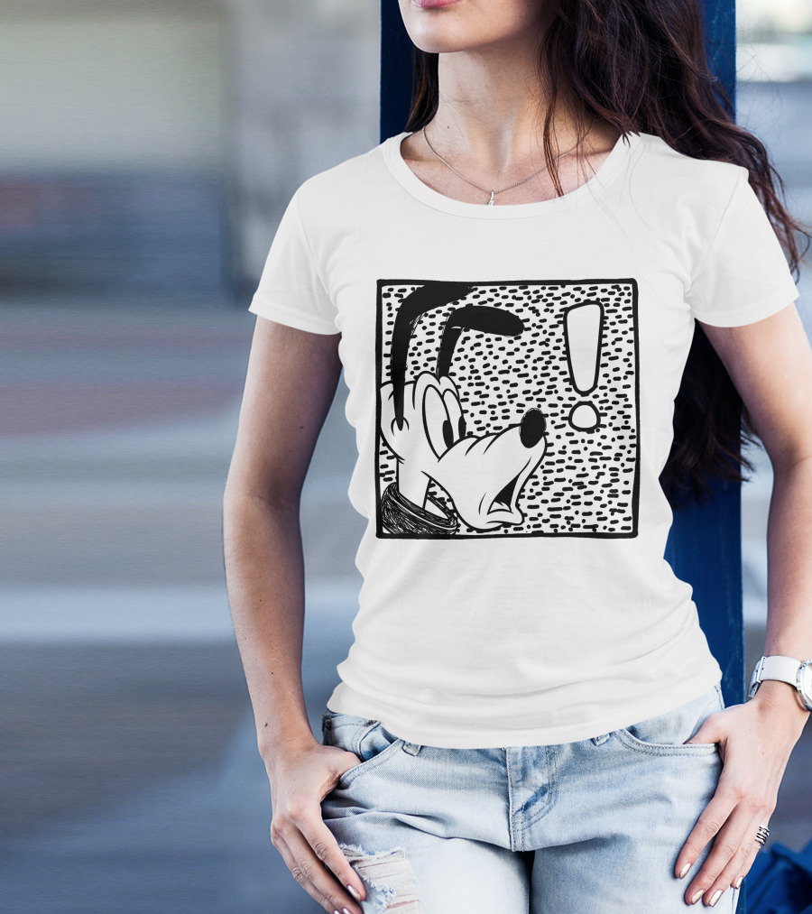 Disney Pluto Shocked Exclamation Point Reaction T-Shirt