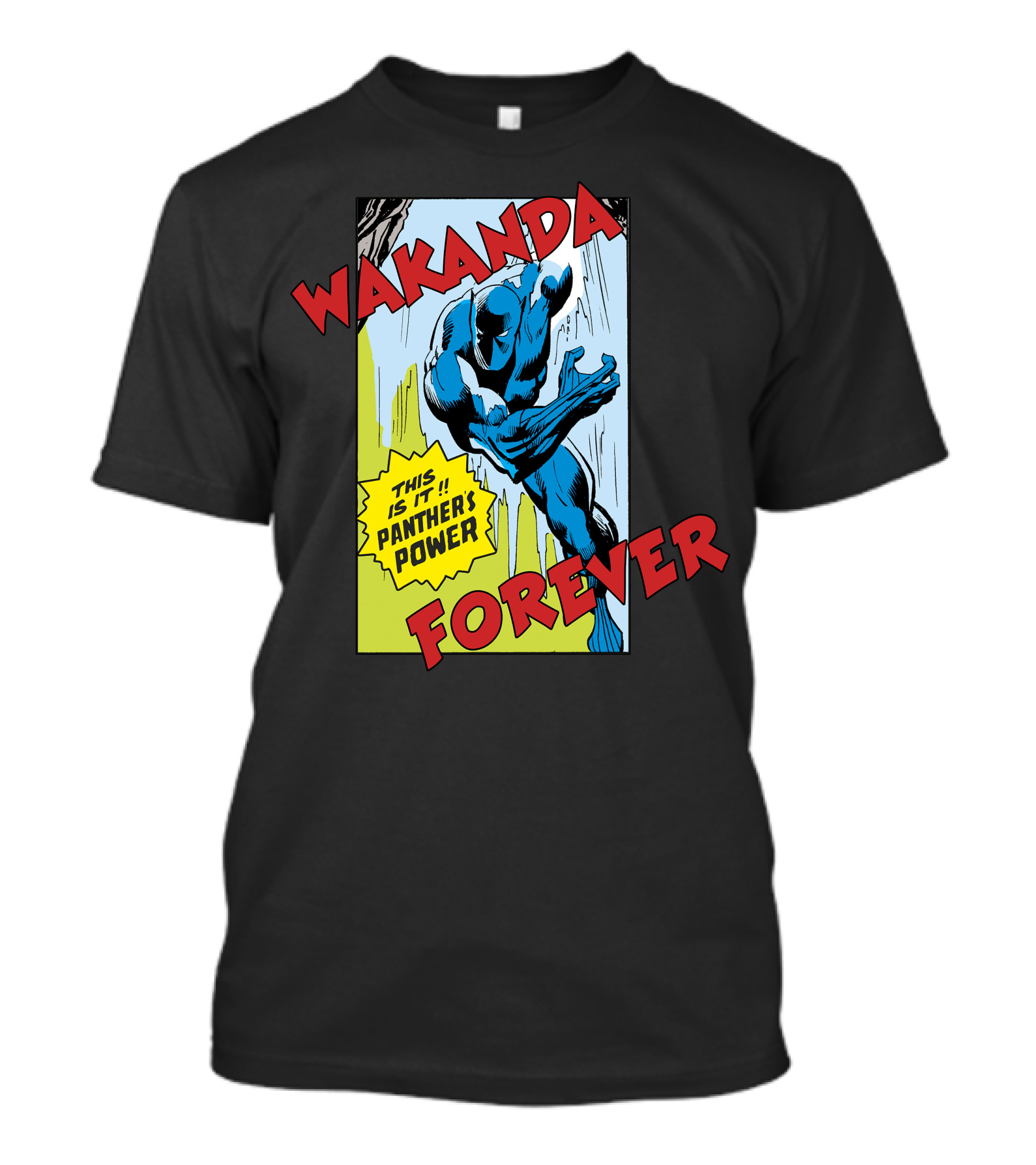 Wakanda Forever This Is It Panther's Power Marvel Black Panther Vintage Comic T-Shirt