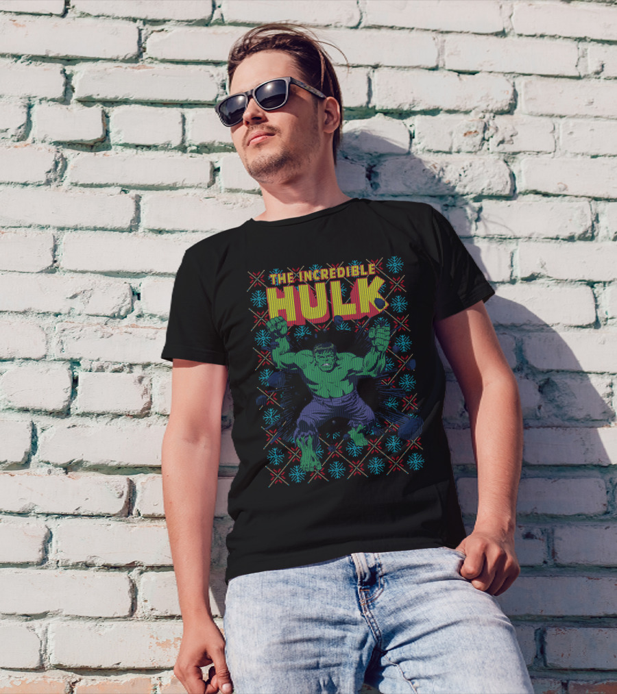 The Incredible Hulk Smash Marvel Comic Retro Explosion Christmas T-Shirt