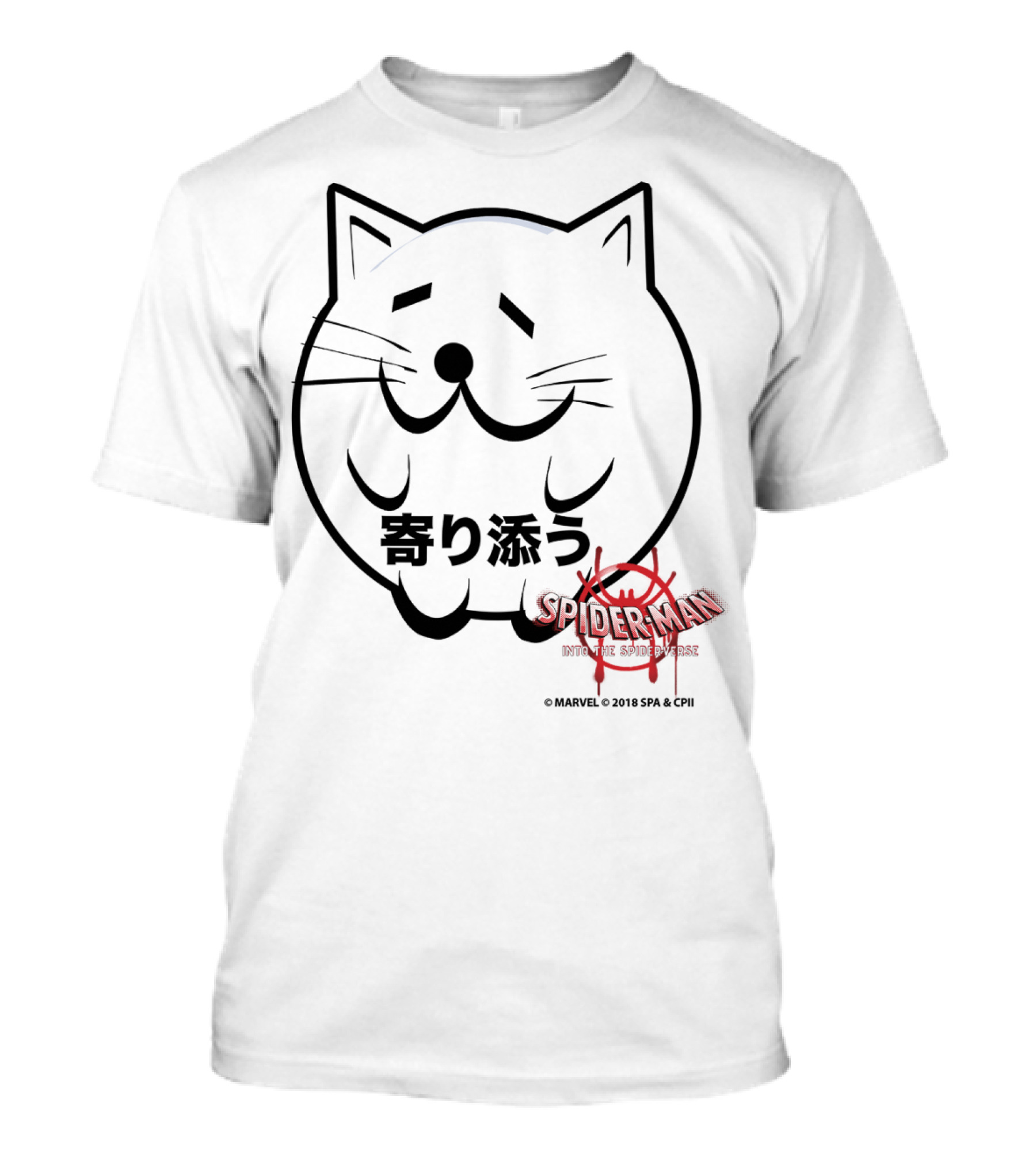 Marvel Spider-Man Into The Spiderverse Cat Sticker Japanese Text T-Shirt
