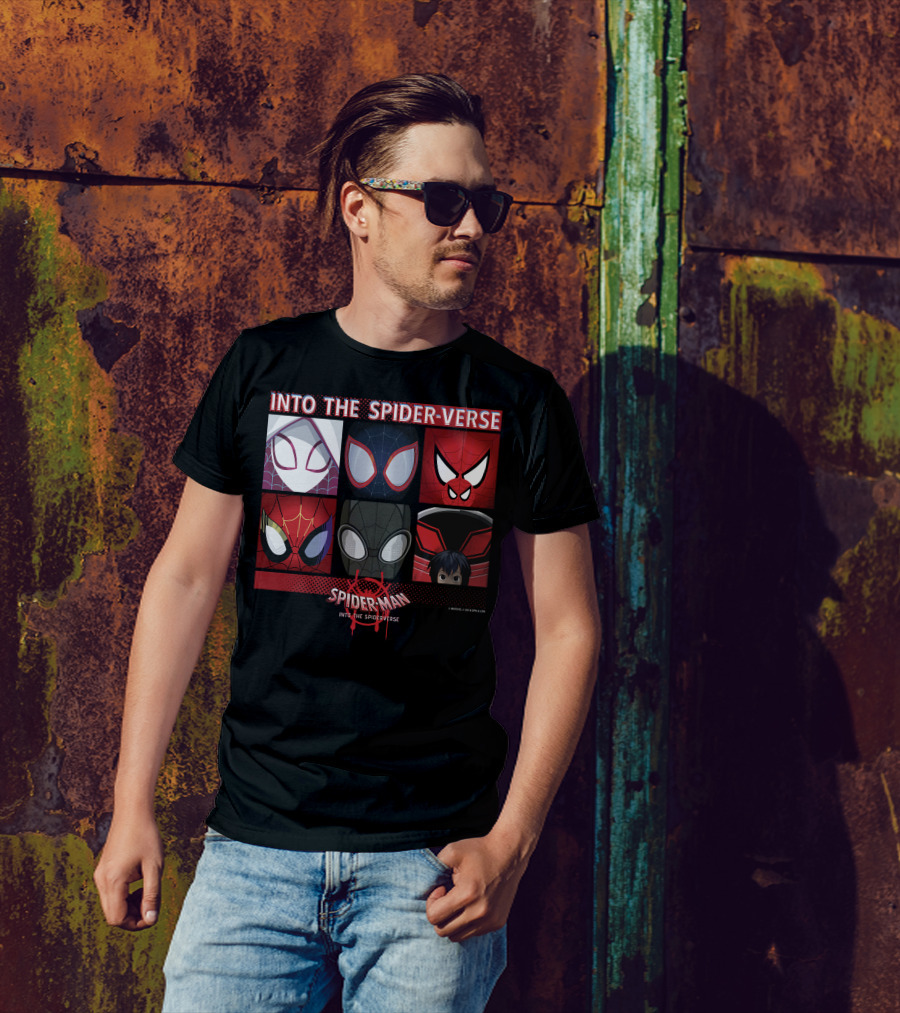 Marvel Spider-Man Into The Spider-Verse Square Group T-Shirt