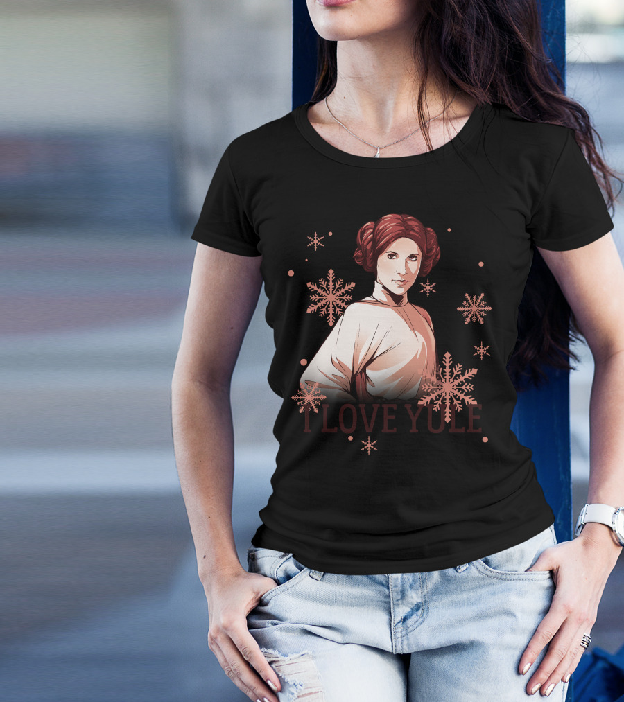 Star Wars Leia I Love Yule Christmas Snowflake Iconic Princess T-Shirt