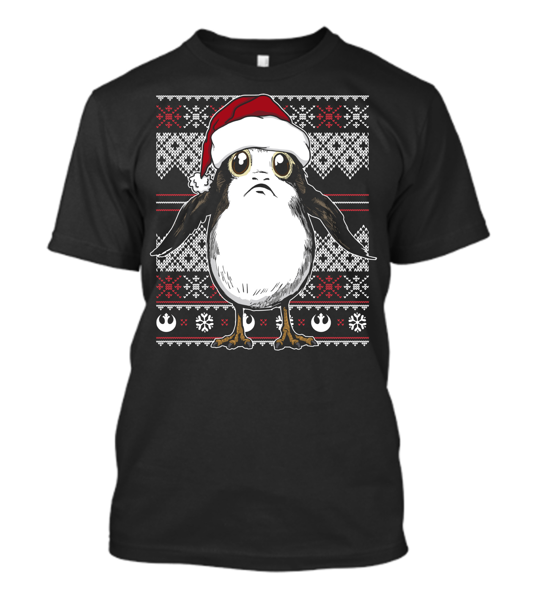 Star Wars Porg Christmas Santa Hat Ugly T-Shirt
