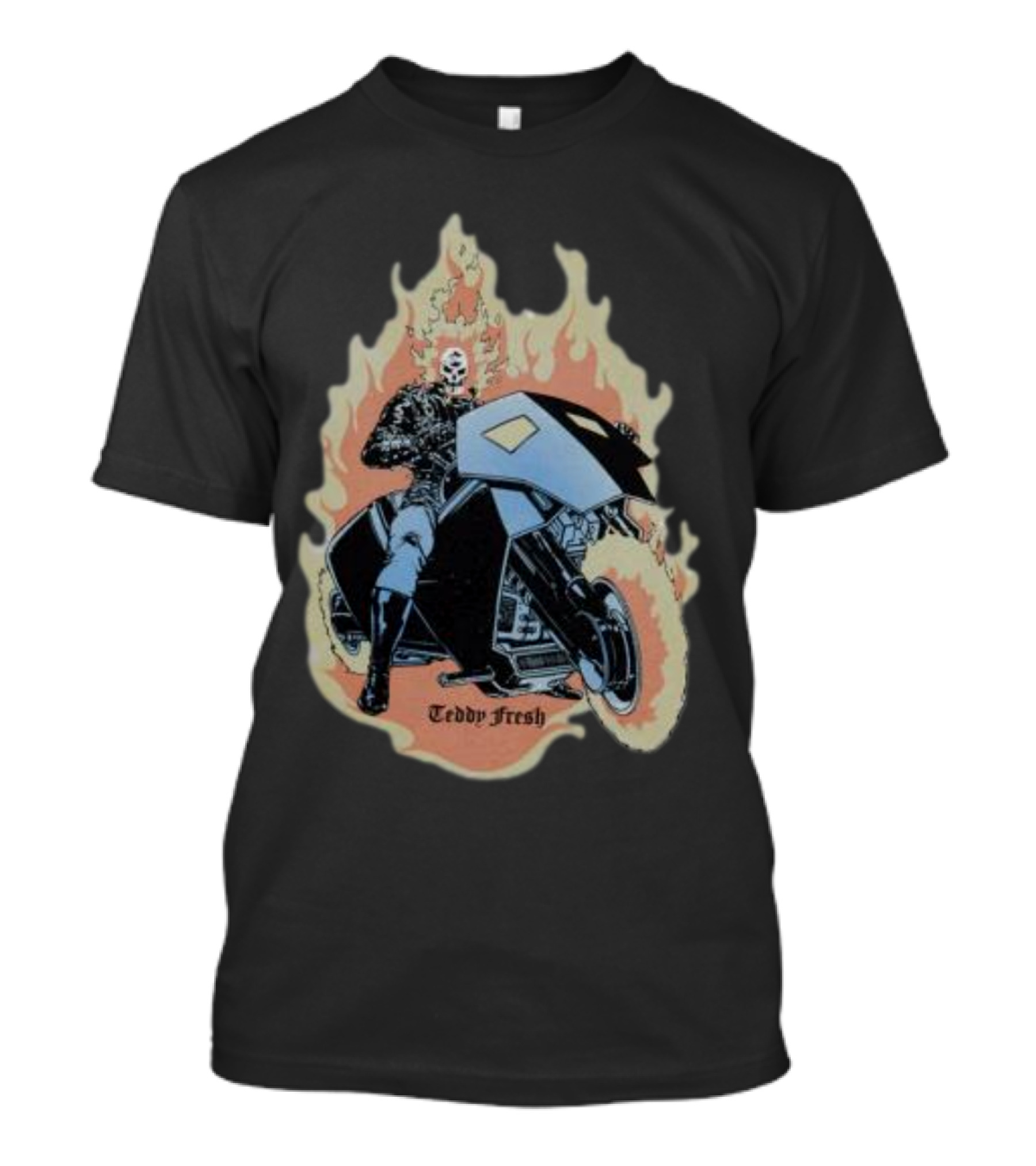 Teddyfresh Flame Skull Rider Motorcycle T-Shirt