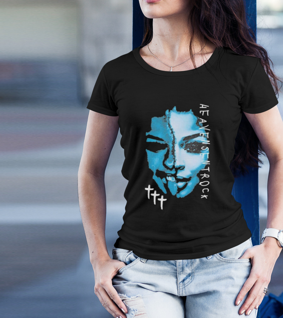 HEAVENSENTROCK Face Blue Art With Cross Symbols T-Shirt