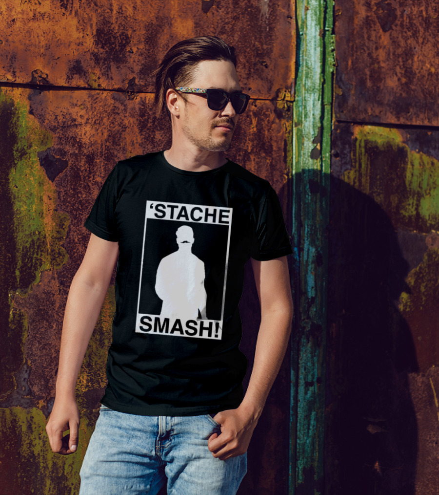 'Stache Smash Silhouette Mustache Bold Contrast T-Shirt