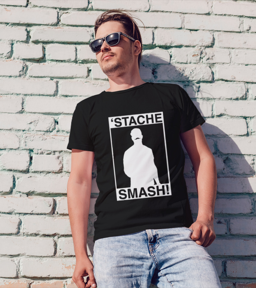 'Stache Smash Silhouette Mustache Bold Contrast T-Shirt