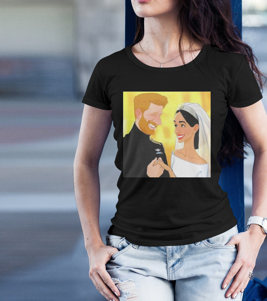 Meghan And Harry Cartoon Wedding T-Shirt