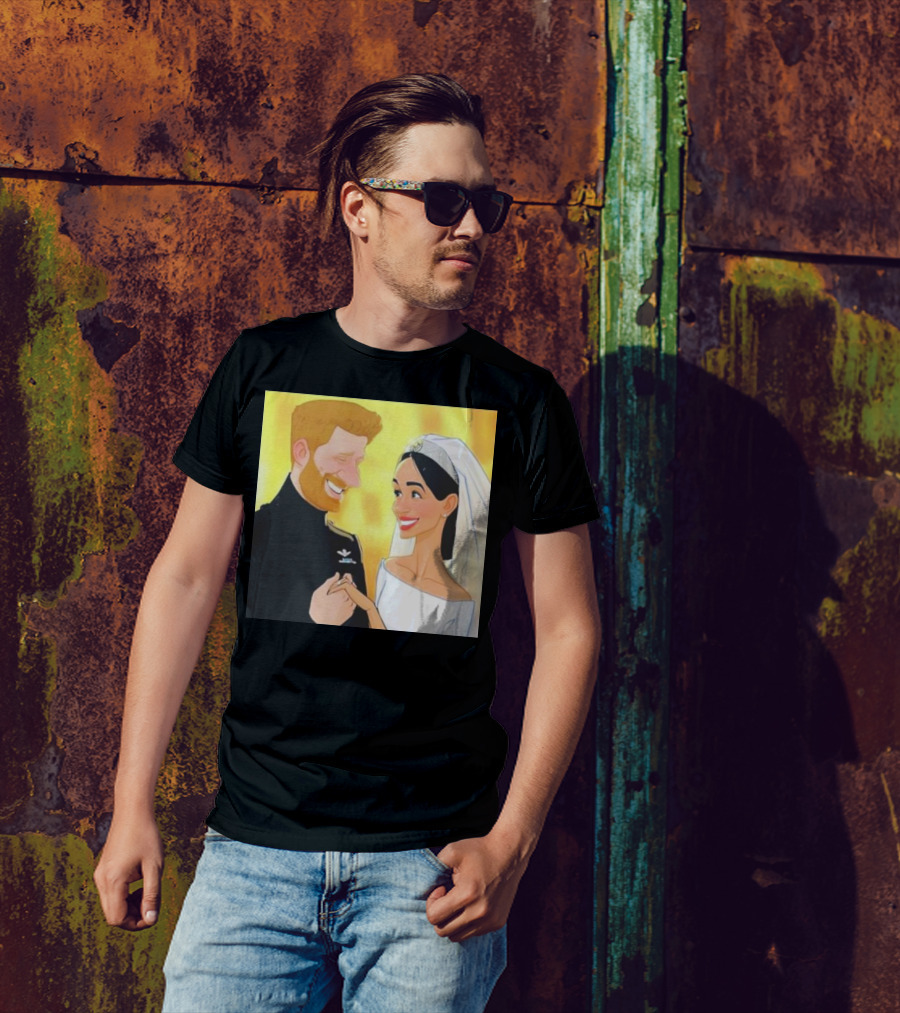 Meghan And Harry Cartoon Wedding T-Shirt
