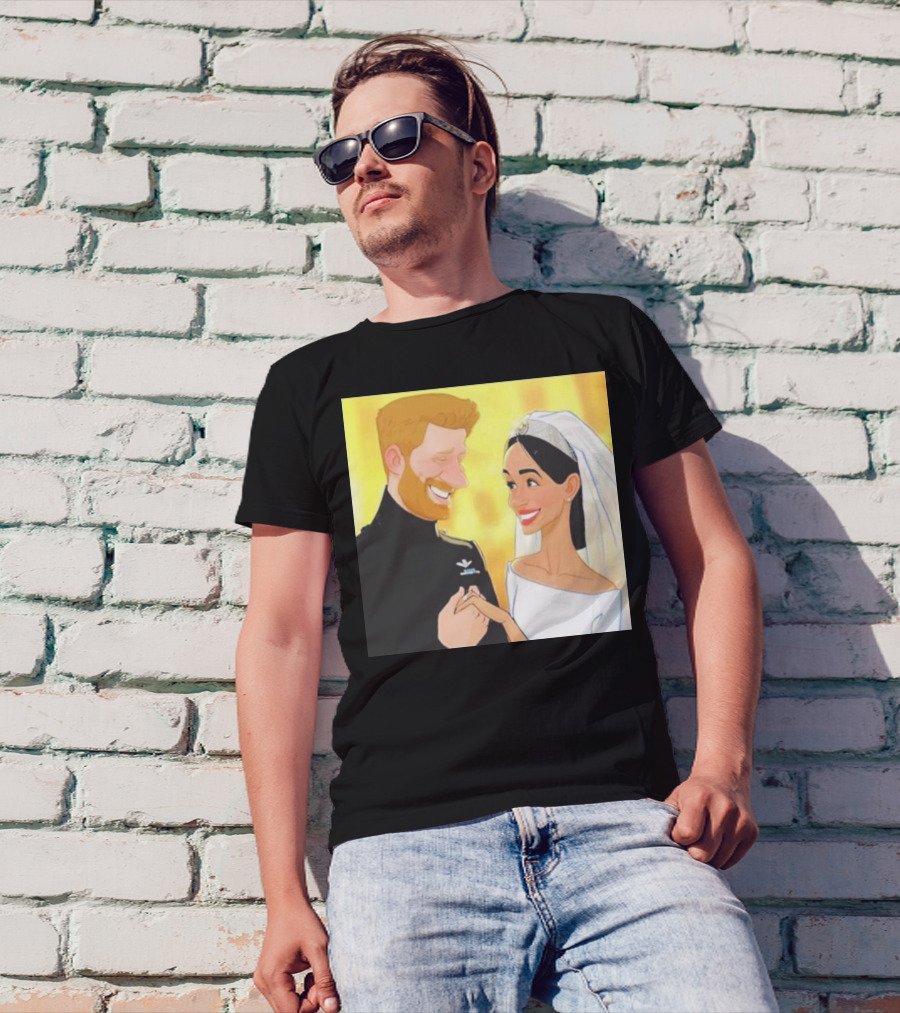Meghan And Harry Cartoon Wedding T-Shirt