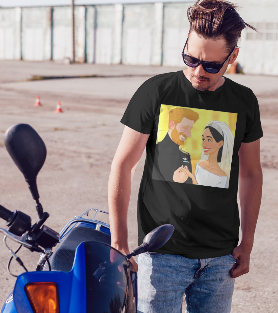 Meghan And Harry Cartoon Wedding T-Shirt