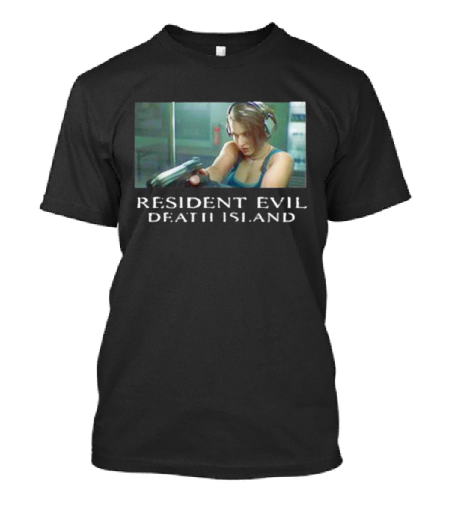 Resident Evil Death Island Movie Scene Iconic Character Holding Gun T-Shirt
