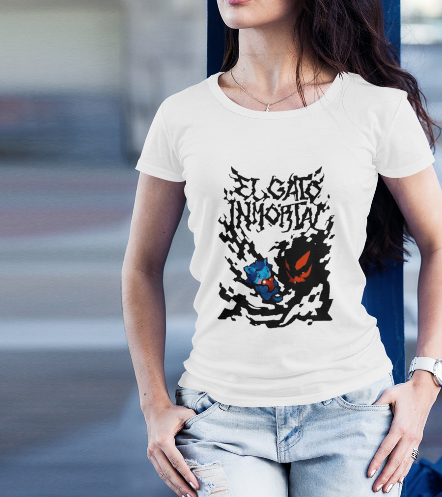 El Gato Inmortal Spooky Halloween Cat Pumpkin Shadow T-Shirt