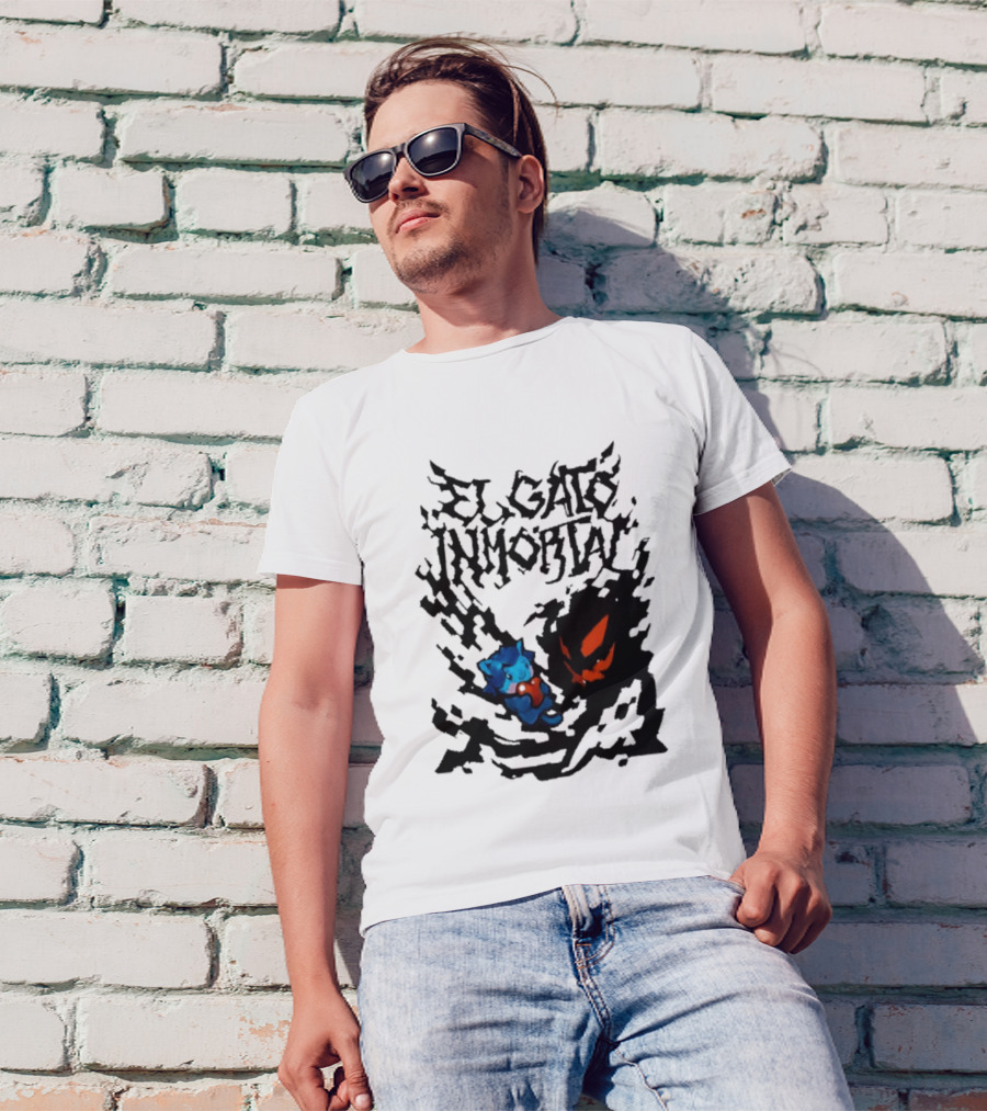 El Gato Inmortal Spooky Halloween Cat Pumpkin Shadow T-Shirt