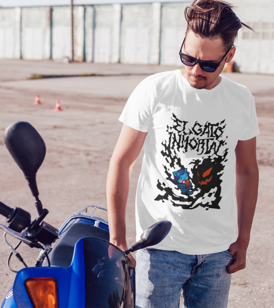 El Gato Inmortal Spooky Halloween Cat Pumpkin Shadow T-Shirt