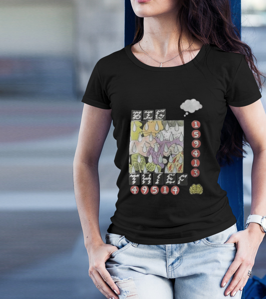 3E6 159413 49514 Comic Style Raindrops Thought Bubble Brain T-Shirt