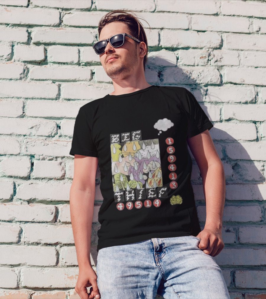 3E6 159413 49514 Comic Style Raindrops Thought Bubble Brain T-Shirt