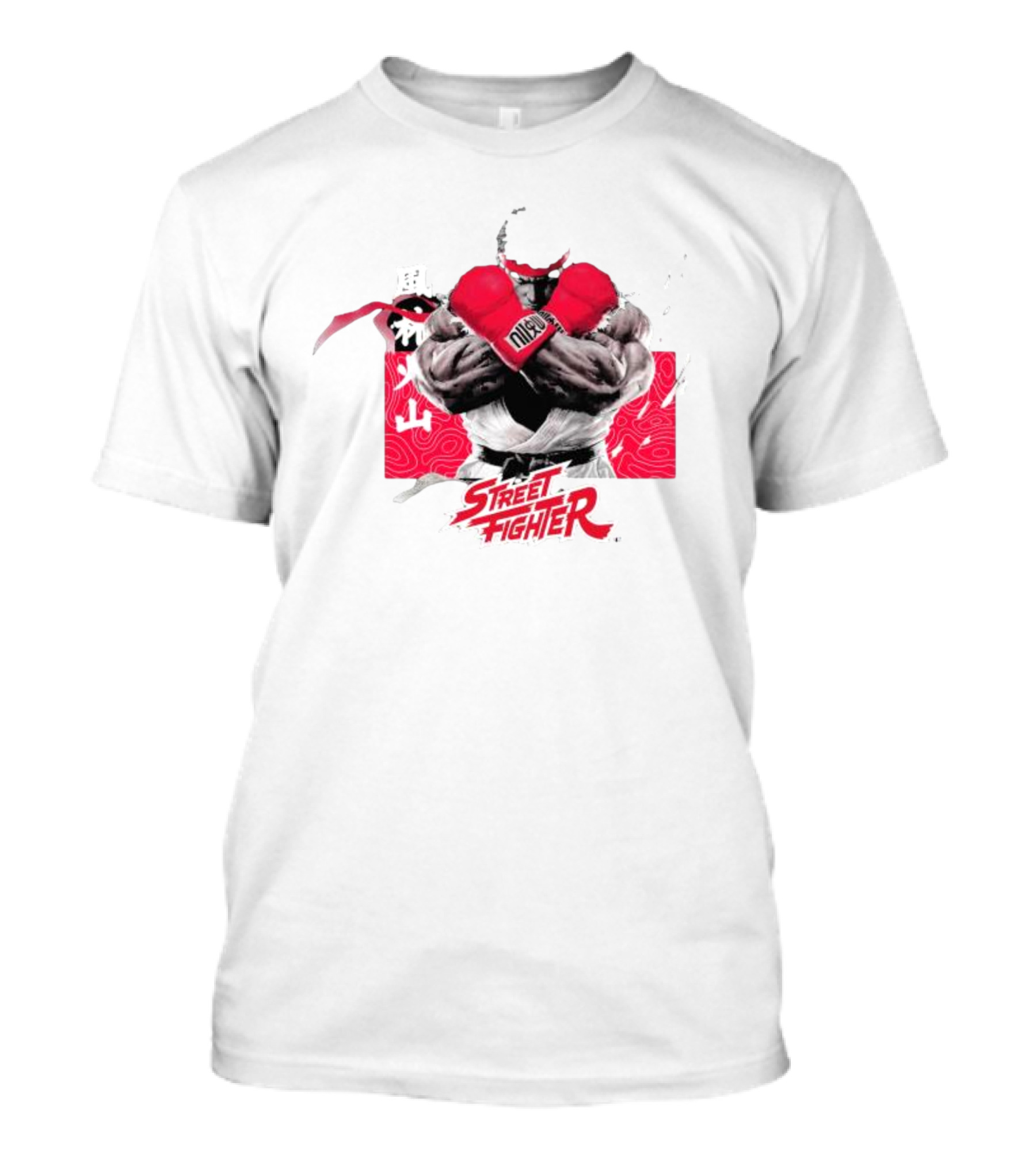 Dim Mak X Street Fighter V Ryu Boxing Glove Pose On Red T-Shirt