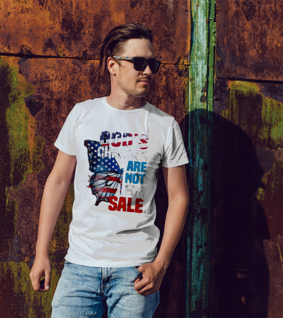 God's Children Are Not For Sale American Flag Butterfly T-Shirt