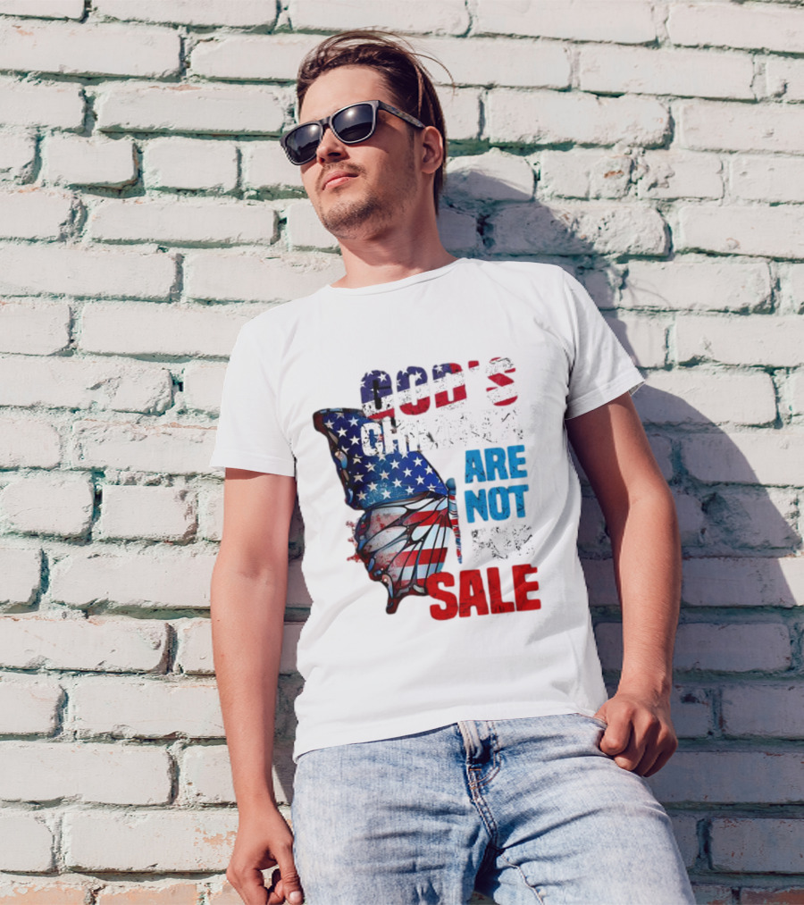 God's Children Are Not For Sale American Flag Butterfly T-Shirt